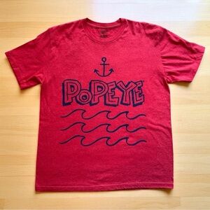 POPEYE Anchor Wave Graphic Tee – Red Short Sleeve – Large